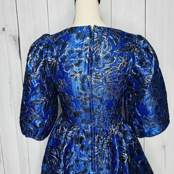 NWOT Lilly Pulitzer Calyssa Dress Blue Grotto Twilight Floral Brocade Sz 2 NEW - Picture 9 of 11